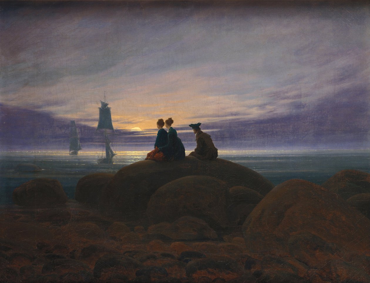 海上月出，1822年 作者 卡斯珀·大卫·弗里德里希（Caspar David Friedrich）