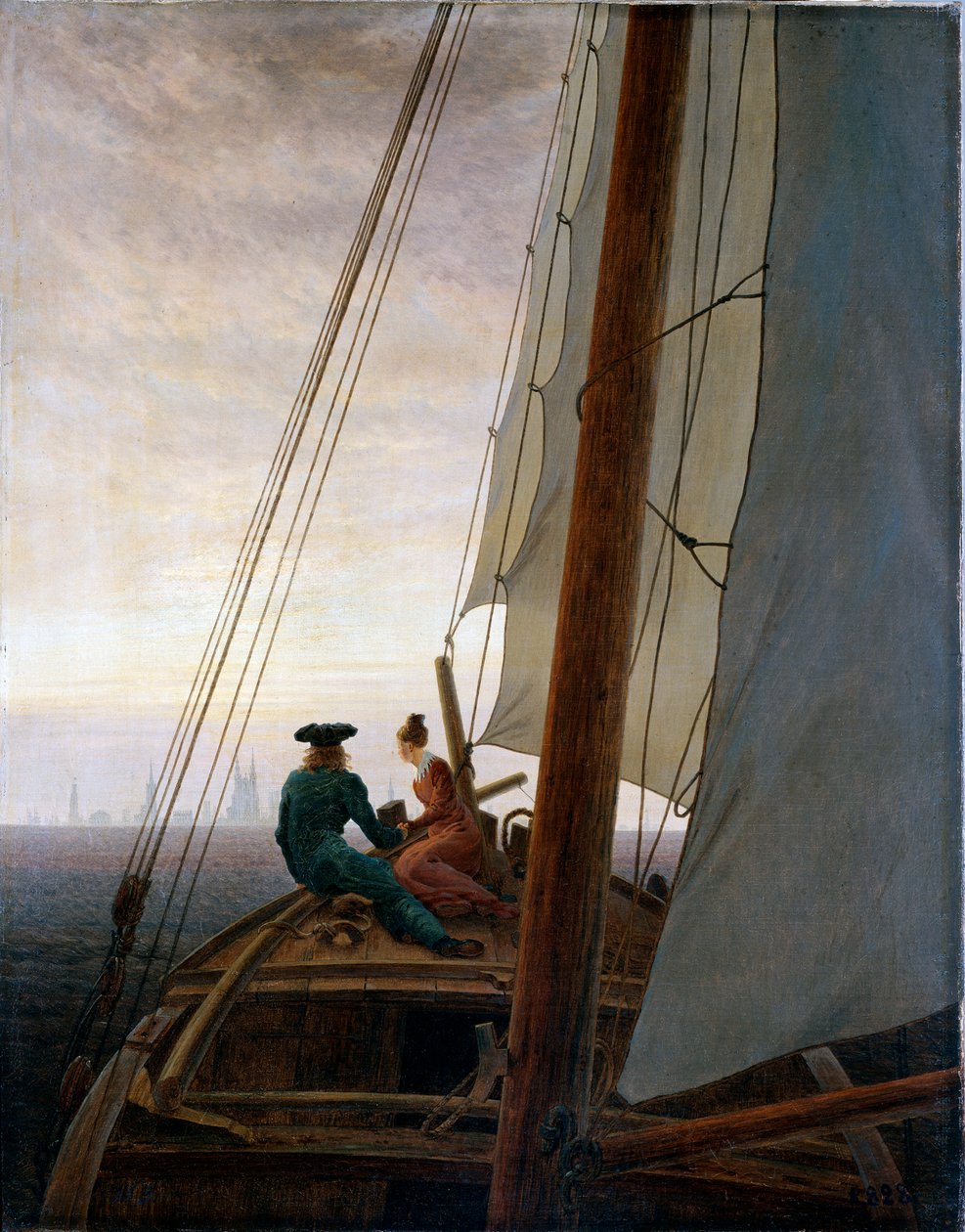 在1818至1820年之间的一艘帆船上。 作者 卡斯珀·大卫·弗里德里希（Caspar David Friedrich）