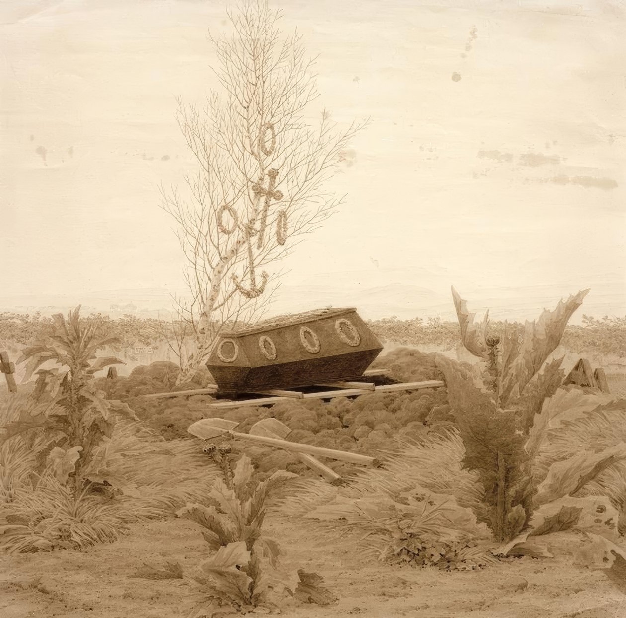 在一个新的坟墓上的棺材 作者 卡斯珀·大卫·弗里德里希（Caspar David Friedrich）