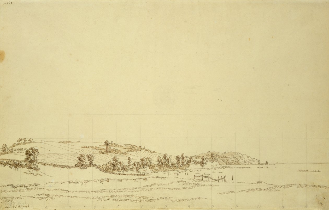 鲁根南海岸（钢笔和铅笔在纸上） 作者 卡斯珀·大卫·弗里德里希（Caspar David Friedrich）
