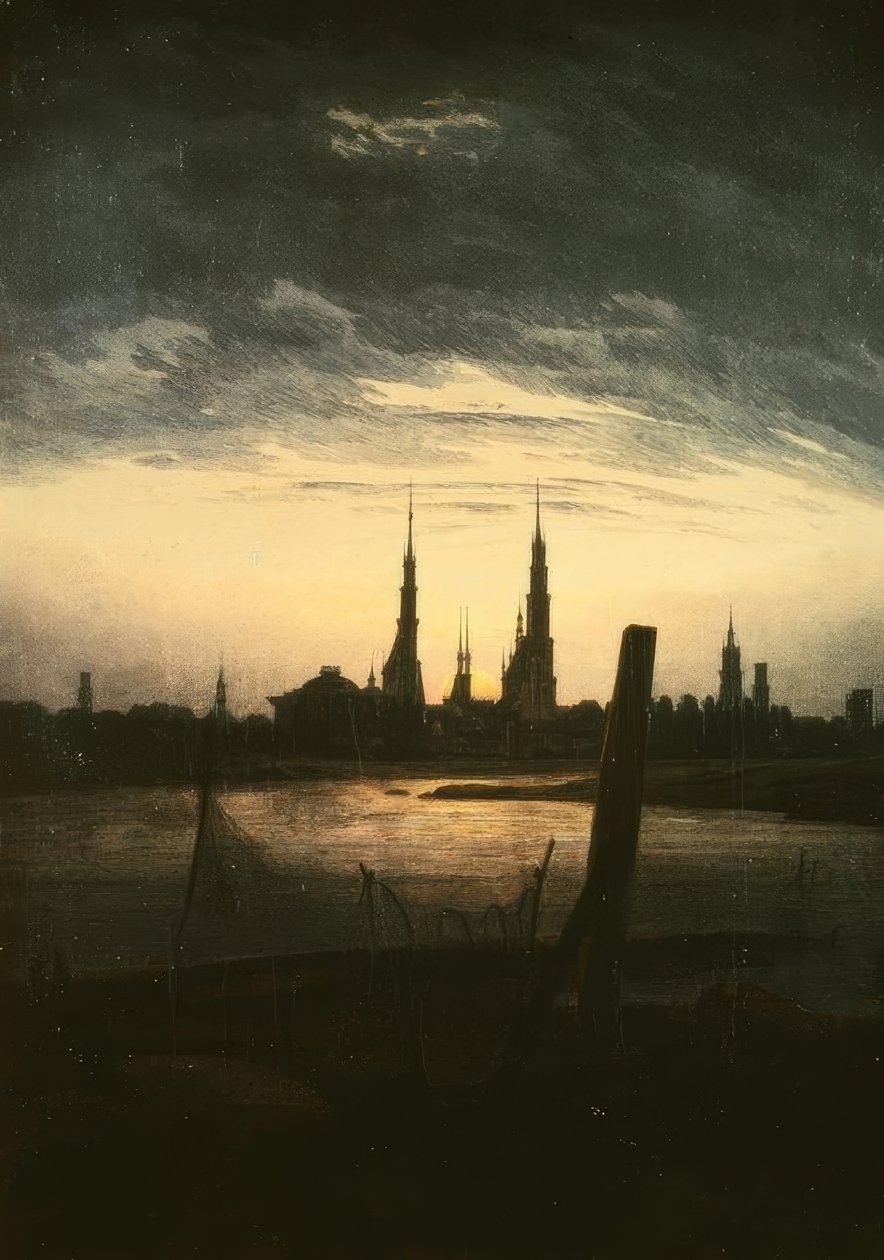 月亮升起的城市 作者 卡斯珀·大卫·弗里德里希（Caspar David Friedrich）