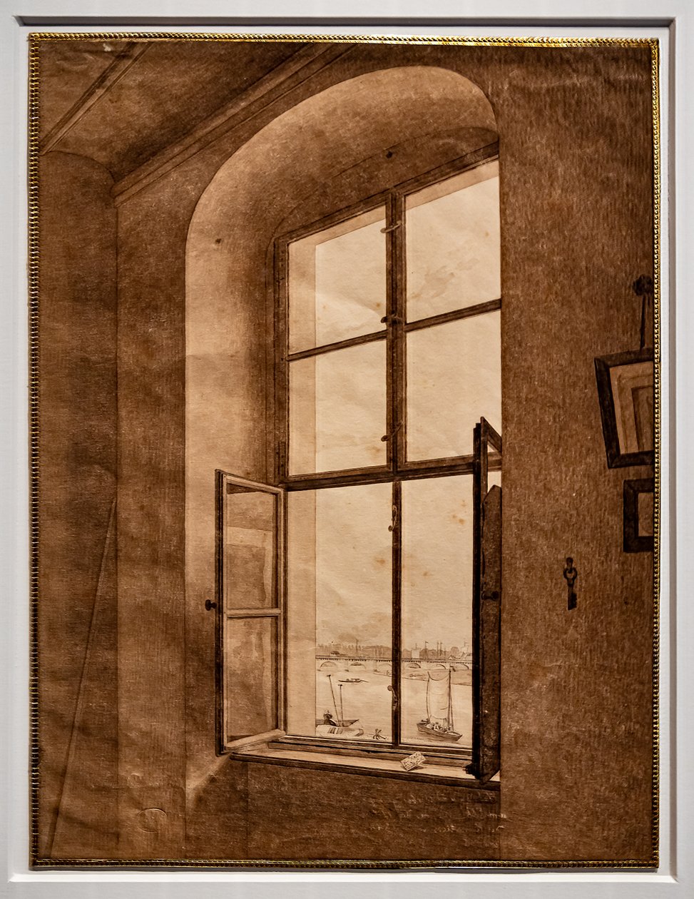 从艺术家工作室看，左边的窗户 作者 卡斯珀·大卫·弗里德里希（Caspar David Friedrich）