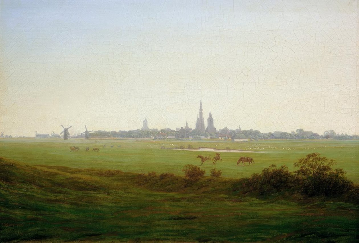 格赖夫斯瓦尔德附近的草地 作者 卡斯珀·大卫·弗里德里希（Caspar David Friedrich）