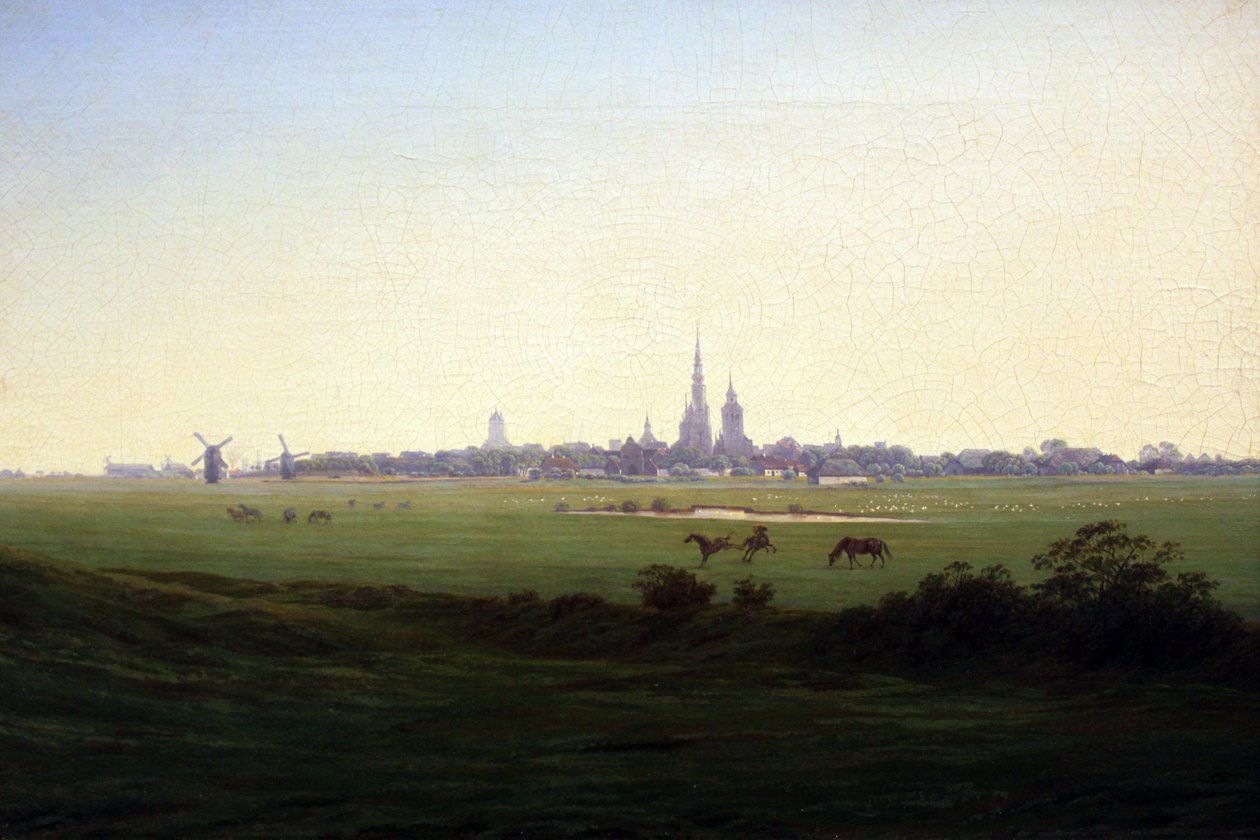 格赖夫斯瓦尔德附近的草地 作者 卡斯珀·大卫·弗里德里希（Caspar David Friedrich）