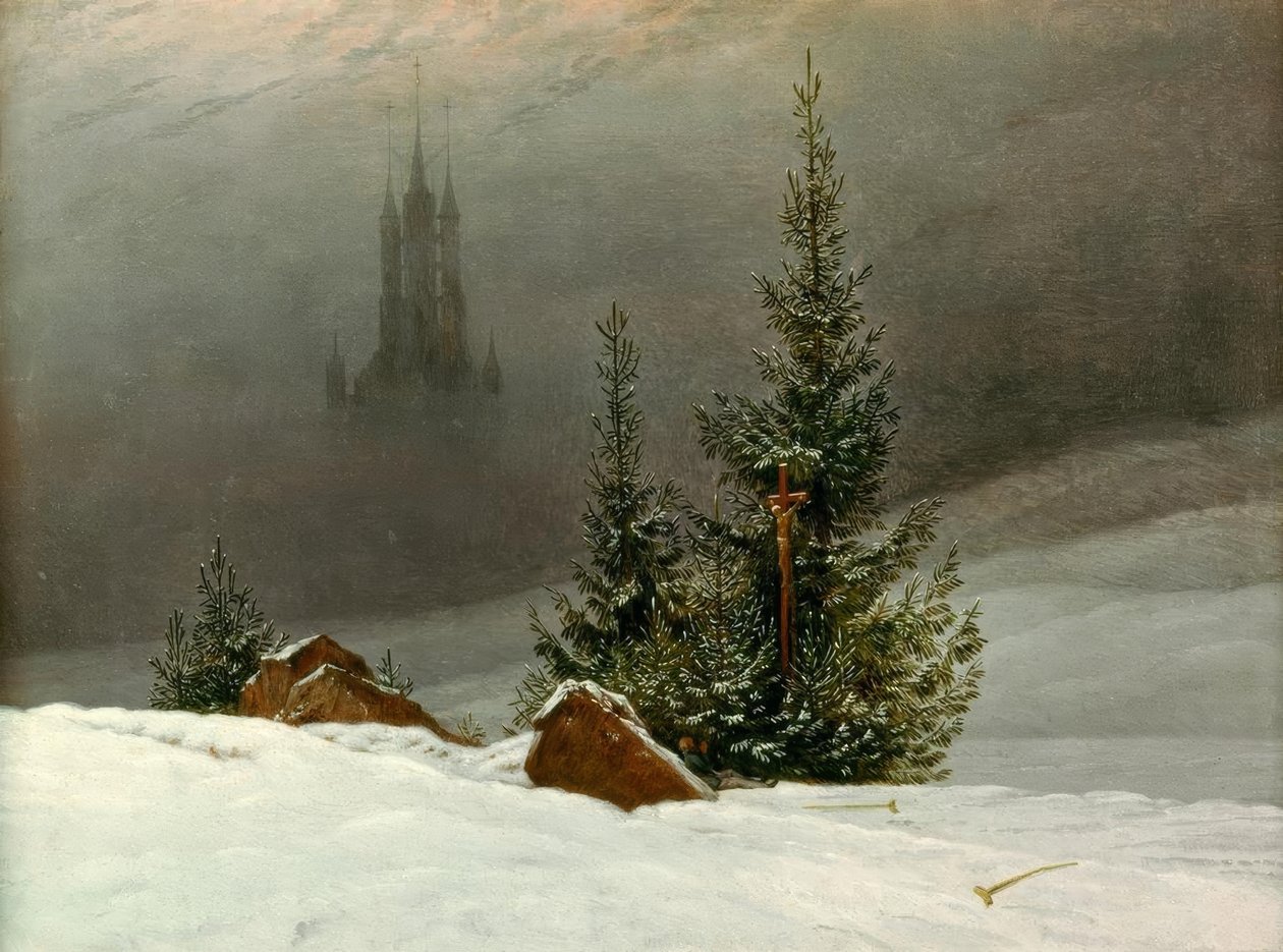冬季景观与教会 作者 卡斯珀·大卫·弗里德里希（Caspar David Friedrich）