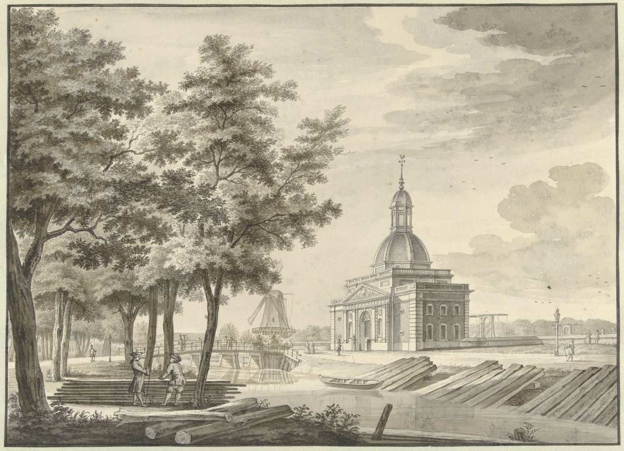 Gezicht op de nieuw gebouwde Muiderpoort, 1771 作者 卡斯帕·雅各布斯。飞利浦