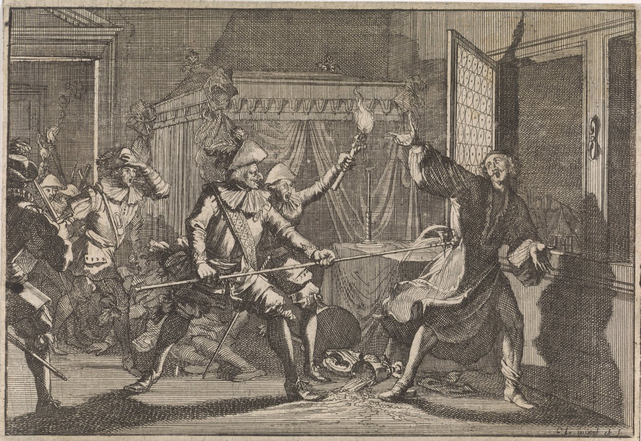 弗里德兰公爵阿尔布雷希特·冯·华伦斯坦被自己的士兵谋杀，1634 年 作者 Caspar Luyken（归因于）