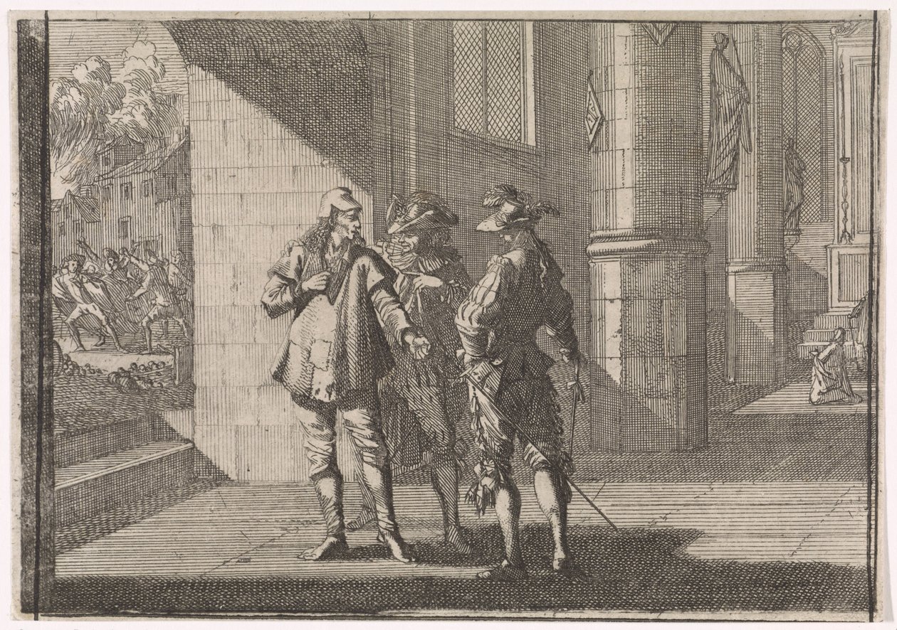 马萨尼洛在教堂里与两位贵族交谈，1647 年 作者 Caspar Luyken（归因于）
