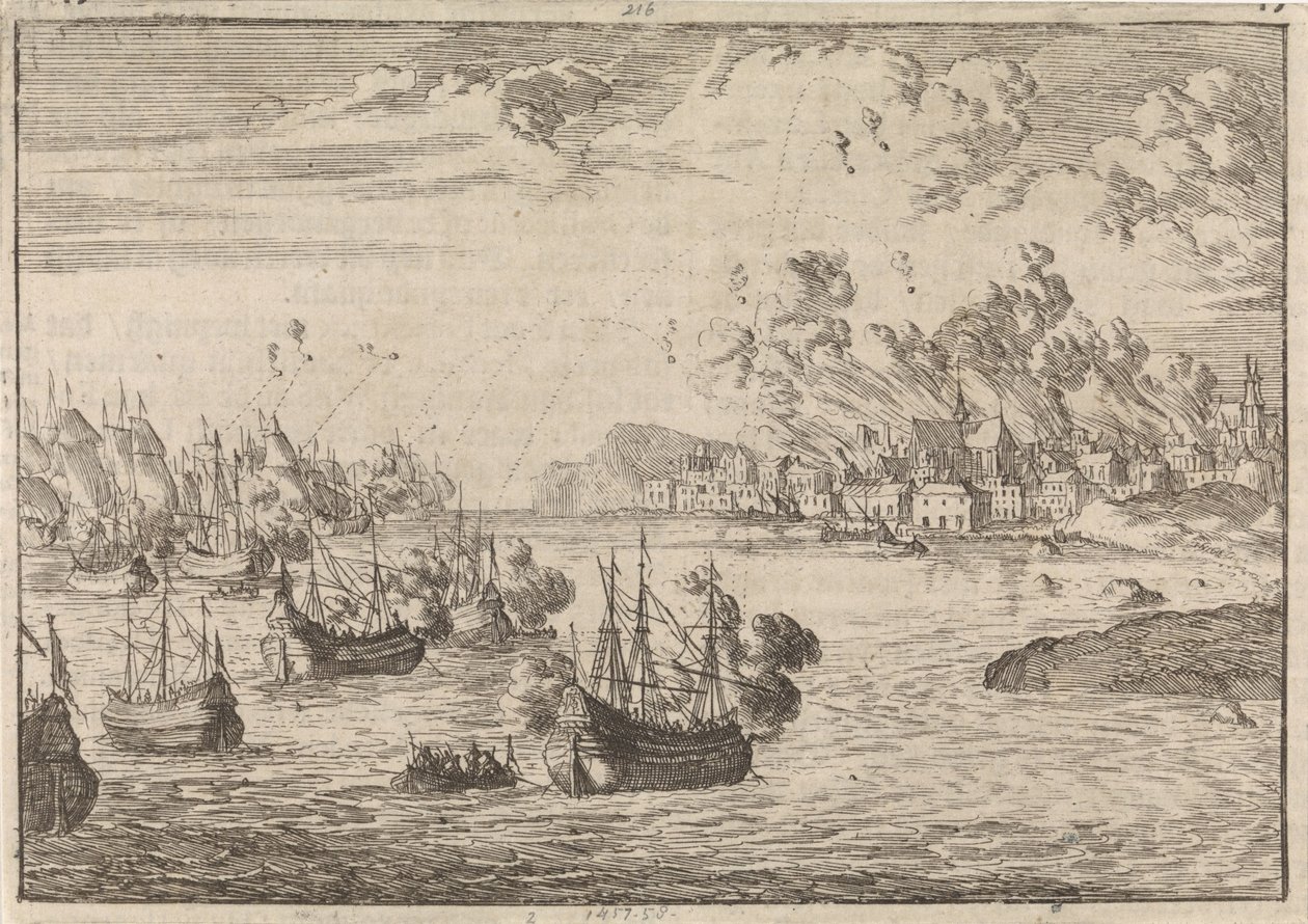 轰炸迪耶普，1694 年 作者 卡斯珀·路肯（Caspar Luyken）