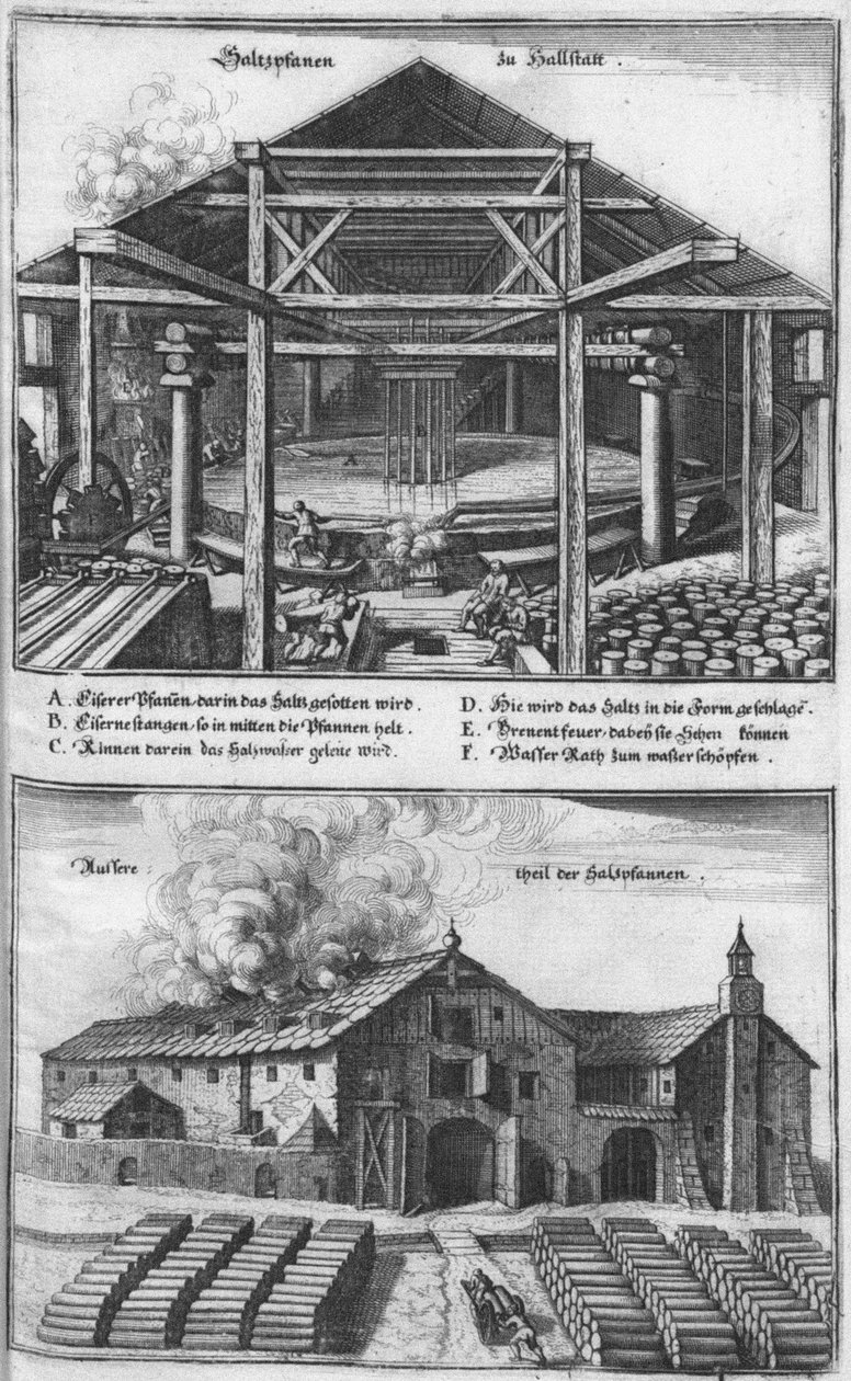 萨尔茨潘到哈尔施塔特。来自：普罗文西亚鲁姆（Topographia Provinciarum），1679年 作者 卡斯帕·梅里安（Caspar Merian）