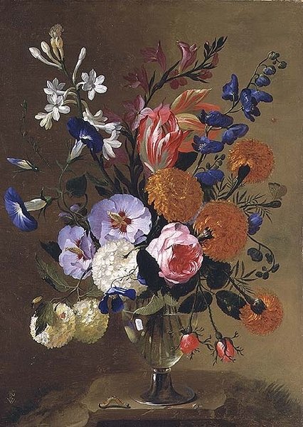 花瓶里的静物，1668年 作者 卡斯珀·彼得·维布鲁根