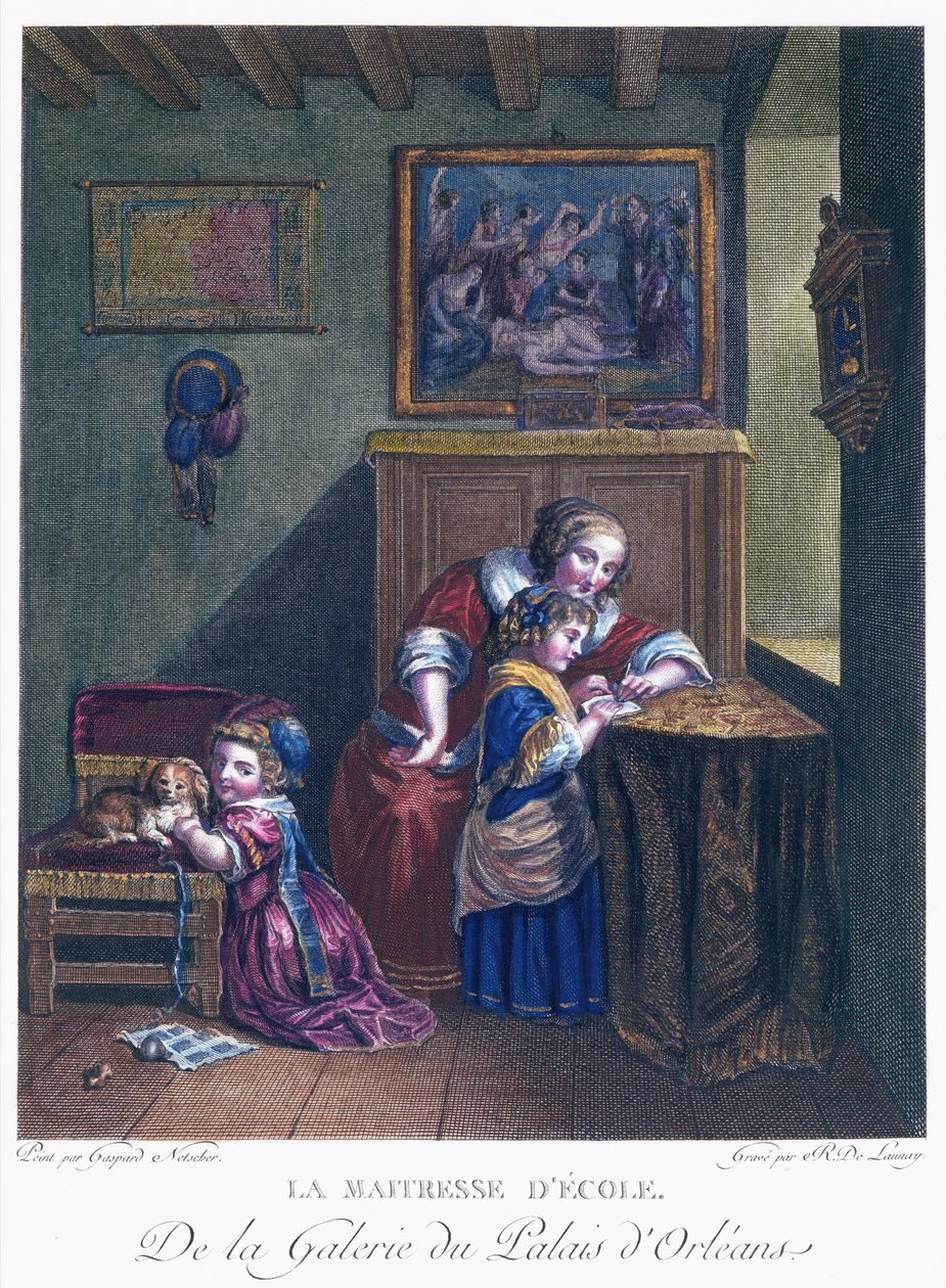 学校女主人，由R. Delaunay雕刻 作者 卡斯珀之后的Netscher