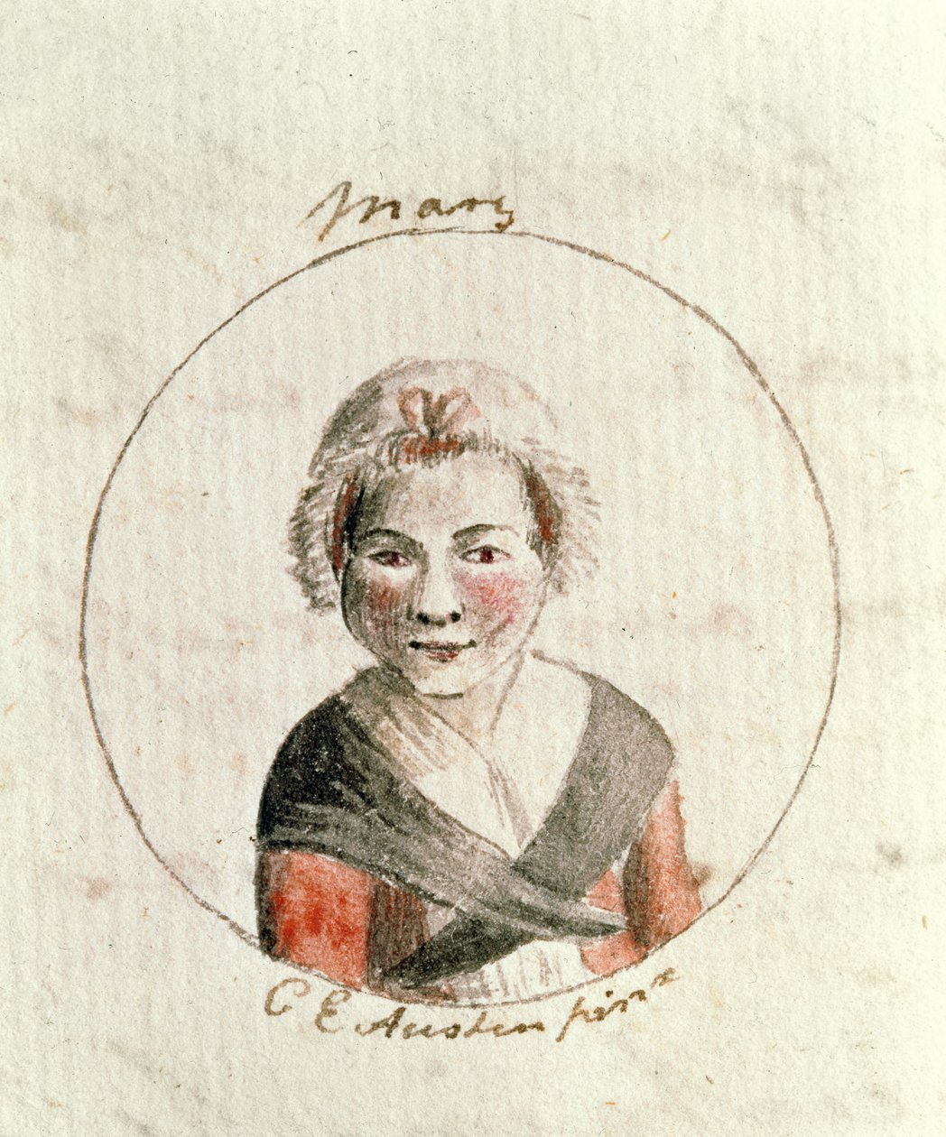 玛丽都铎，1790年（钢笔墨水和纸张上的wc） 作者 卡桑德拉·奥斯丁