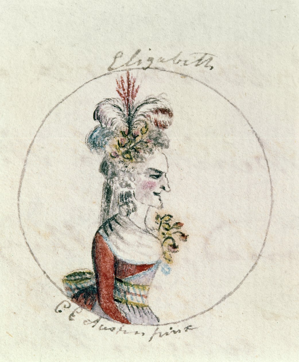 女王伊丽莎白一世，1790年（笔墨水和纸张上写着） 作者 卡桑德拉·奥斯丁