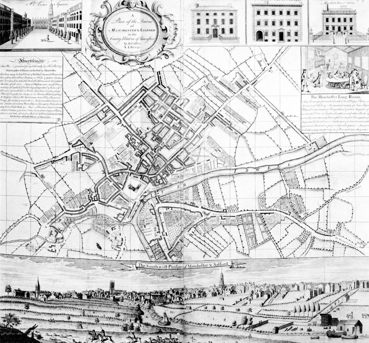 1751年曼彻斯特地图 作者 卡森和贝里