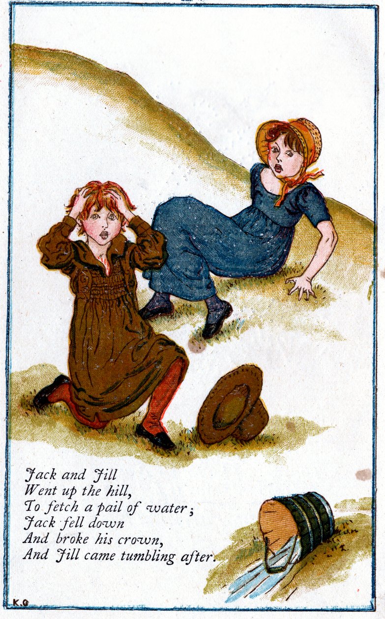 杰克和吉尔上山》插图，Kate Greenaway 1846-1901 作者 凯瑟琳·格林威