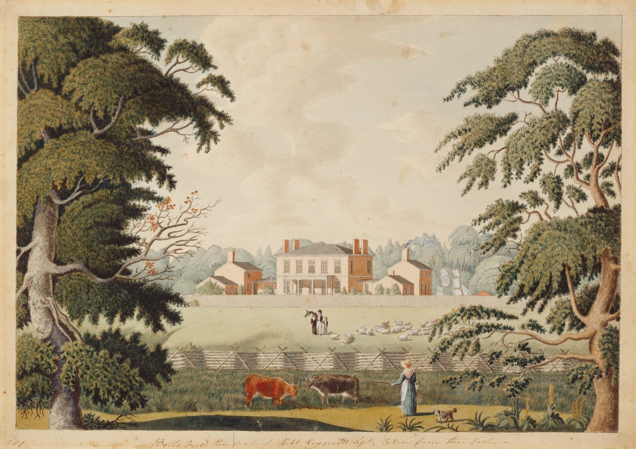Belle Vue，座位Robert Reynolds，Esquire取自东方（wc用笔和墨水在纸上） 作者 凯瑟琳·雷诺兹