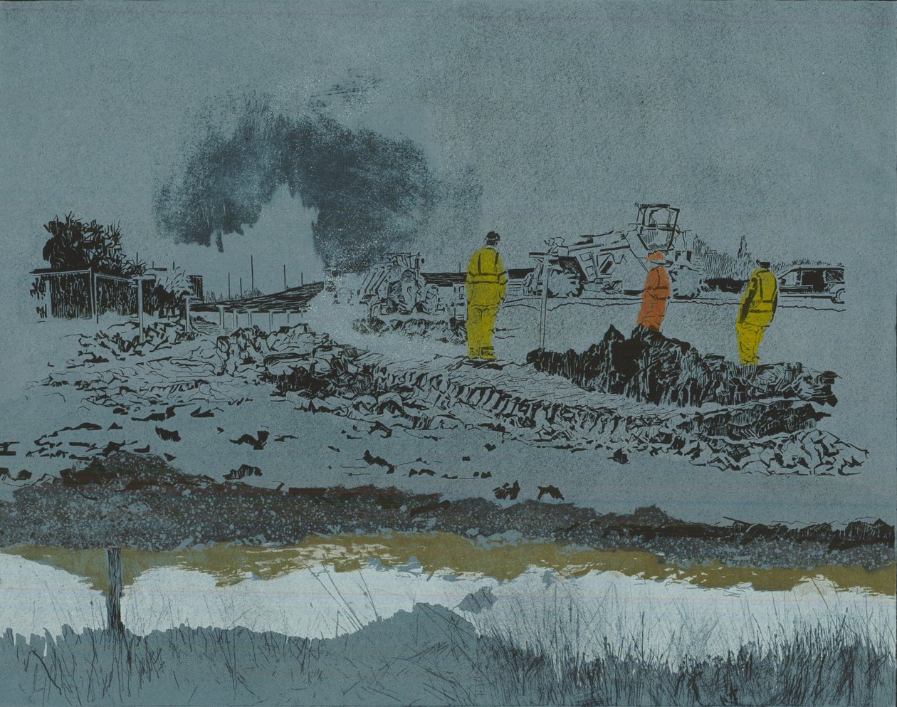 土地上的石灰，2014 年（线刻和蚀刻版画） 作者 凯瑟琳·萨克利夫·富勒