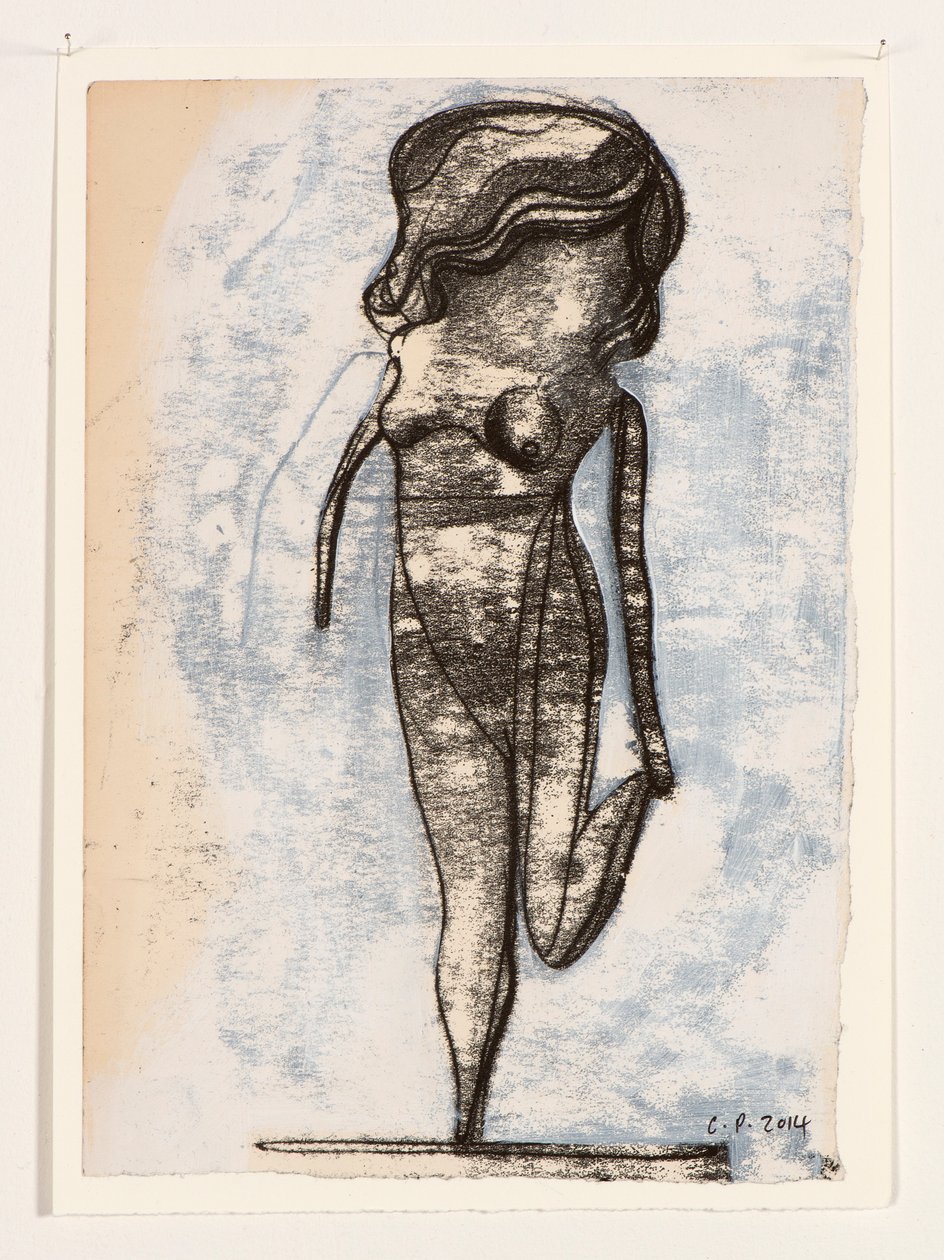 单腿玩偶，2014 年（单版画和丙烯颜料） 作者 凯西·皮尔金顿