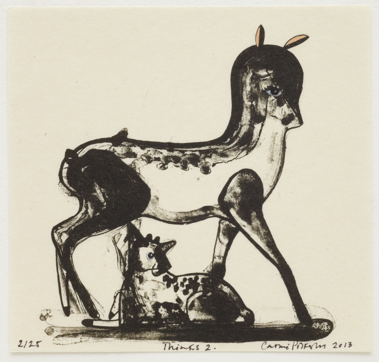 思考 2》，2013 年（石版画，手工着色） 作者 凯西·皮尔金顿