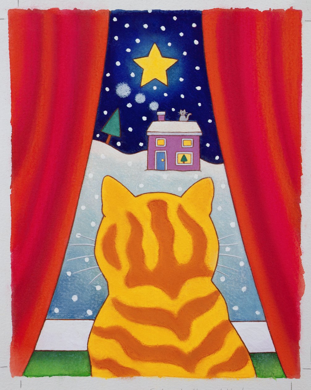窗口的猫（纸上的wc） 作者 凯茜·巴克斯特（Cathy Baxter）