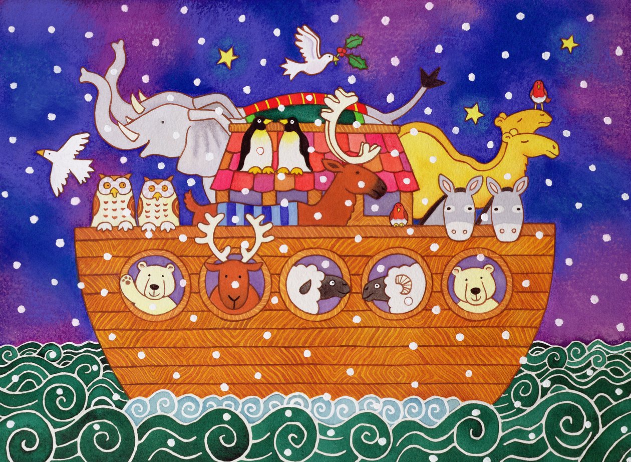 圣诞节方舟，1999年（wc和纸上粉彩） 作者 凯茜·巴克斯特（Cathy Baxter）