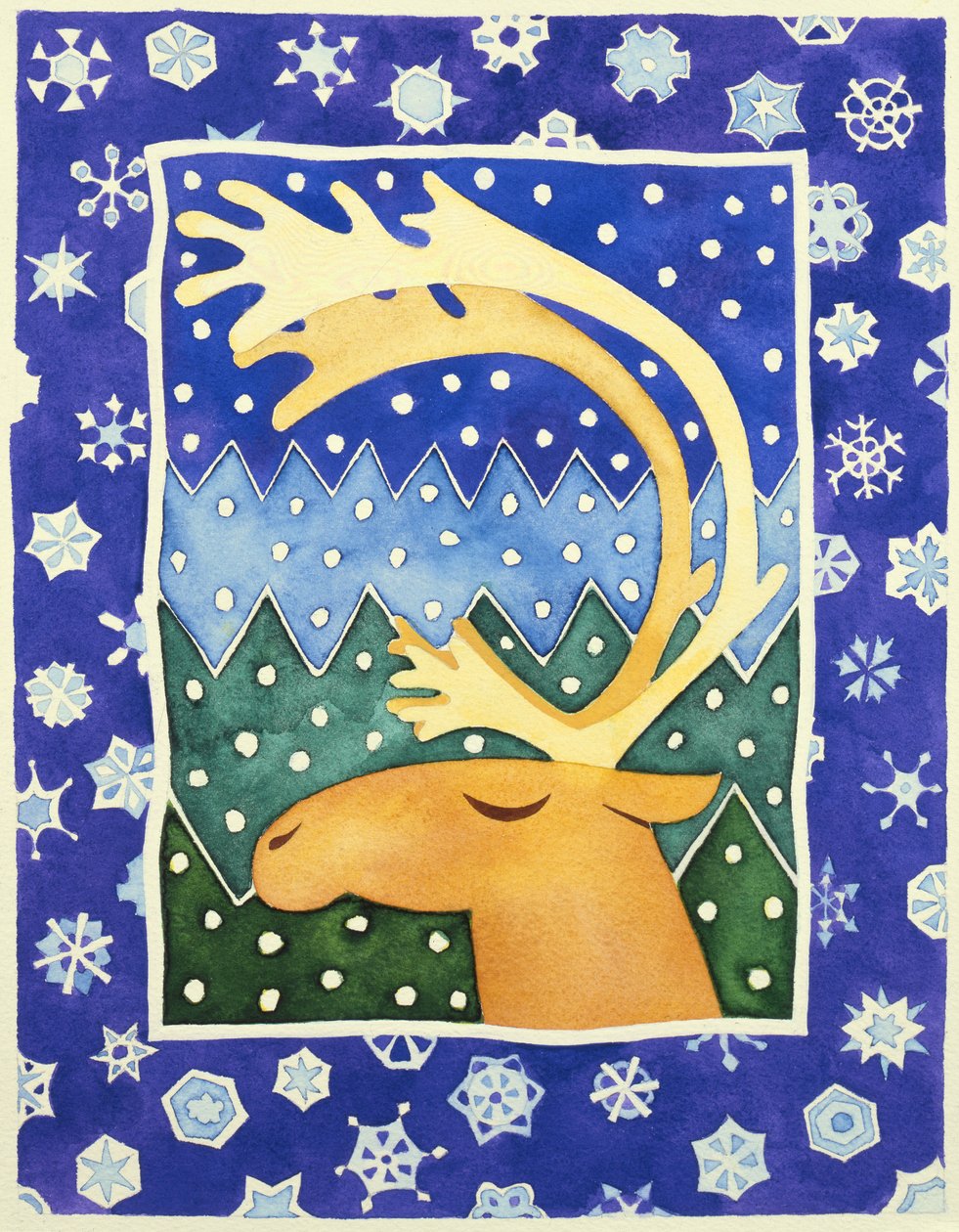 驯鹿和雪花 作者 凯茜·巴克斯特（Cathy Baxter）