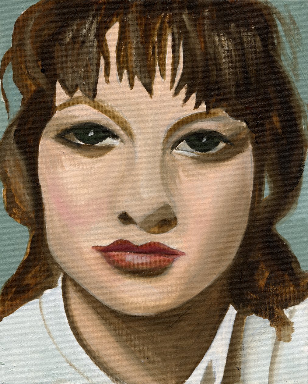 羽毛切割》，2005 年（木板油画） 作者 凯茜·洛马克斯