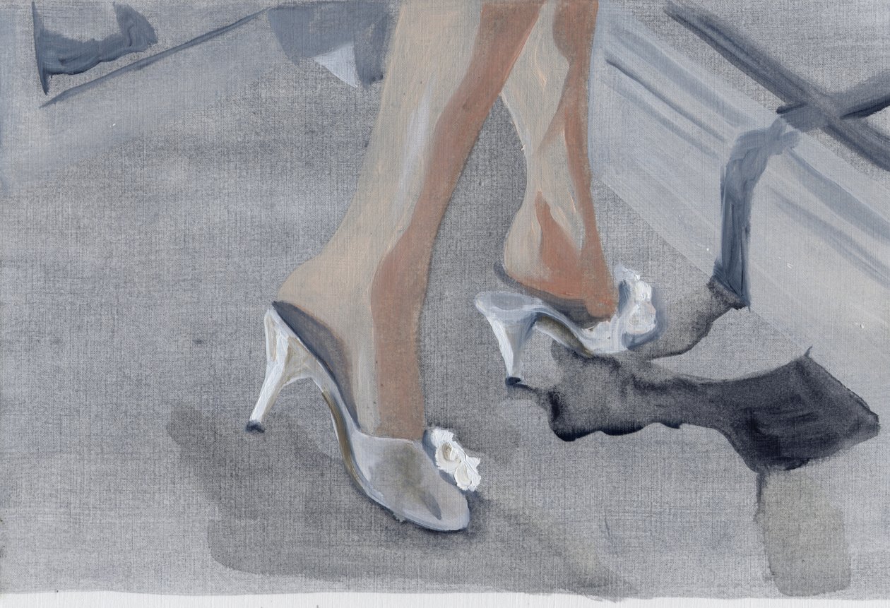 电影日记 #47（23.04.13 她脱掉了衣服），2015（纸上油画） 作者 凯茜·洛马克斯