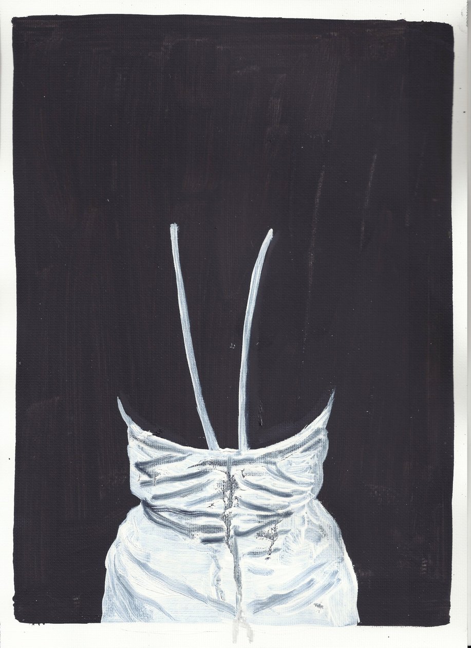 楼上的女孩 1，背面，2012 年（纸上油彩和丙烯） 作者 凯茜·洛马克斯
