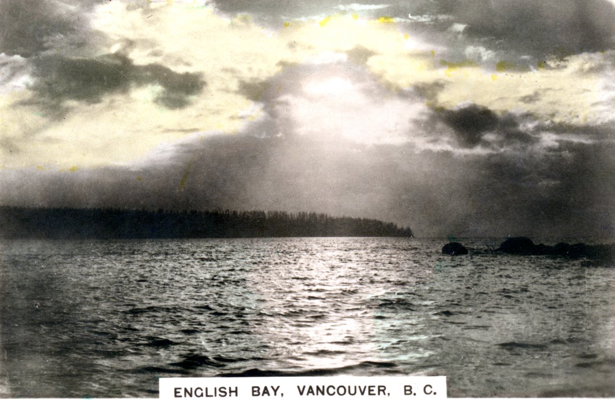 在英吉利湾，温哥华，不列颠哥伦比亚省，加拿大，c1920s的日落。 作者 Cavenders有限公司