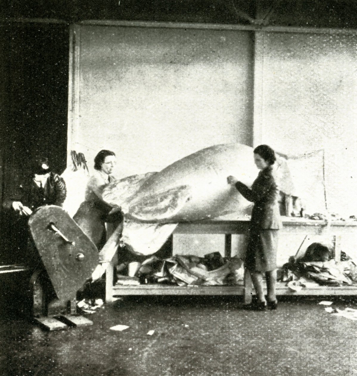 修理弹幕气球，c1943。 作者 塞西尔·比顿（Cecil Beaton）