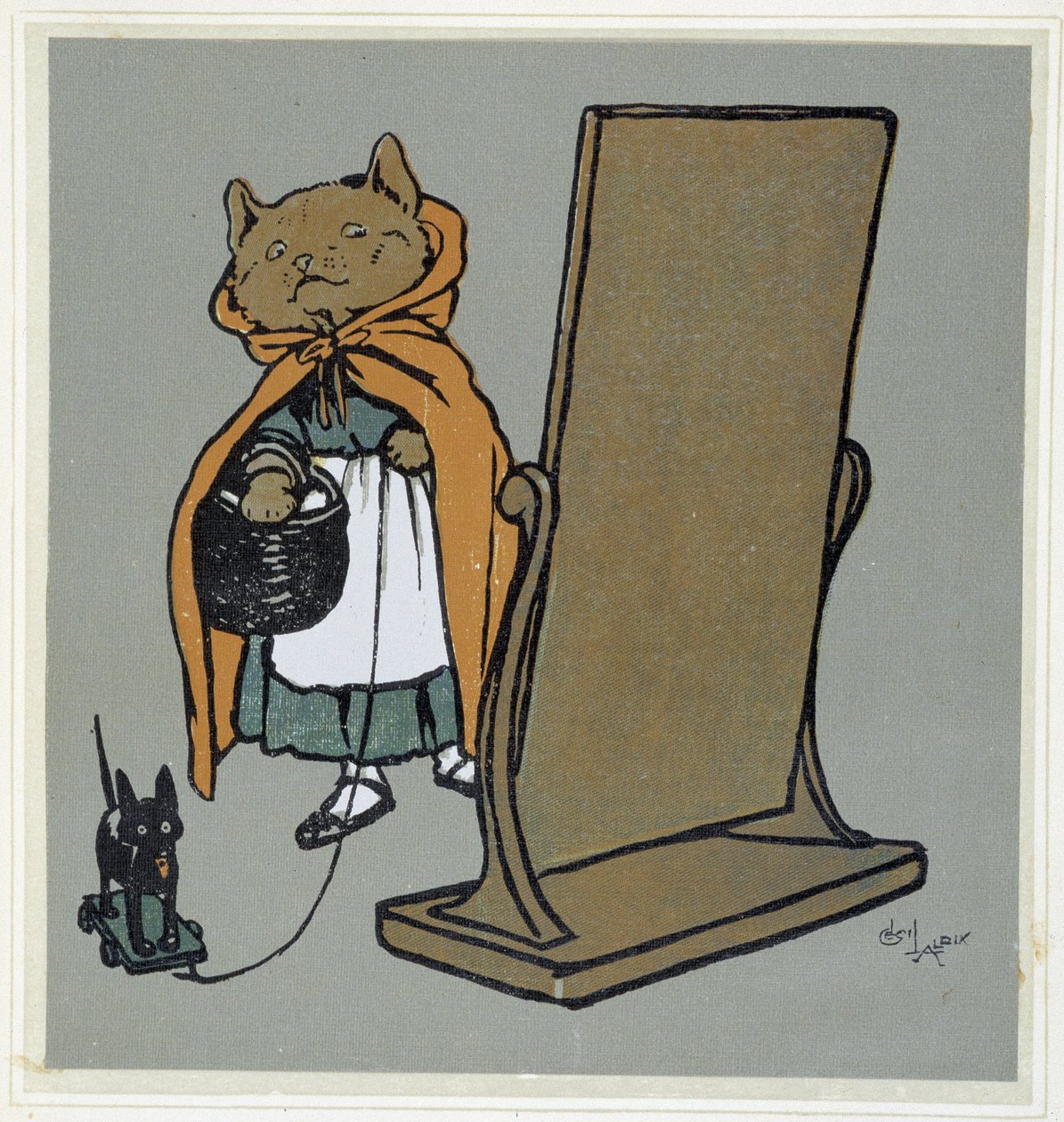 镜子前的猫——塞西尔·奥尔丁的画。 作者 塞西尔·查尔斯·温莎·奥尔丁