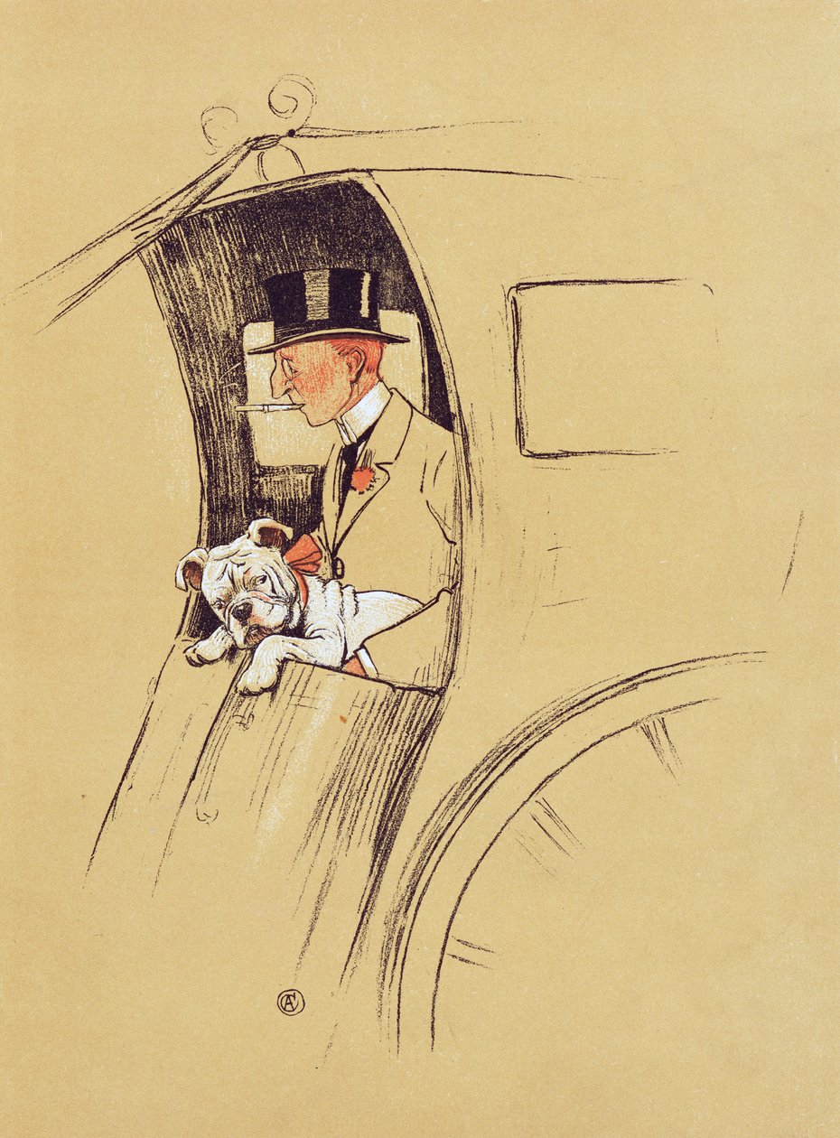 Hansom Cab（纸上用粉笔和蜡笔） 作者 塞西尔·查尔斯·温莎·奥尔丁