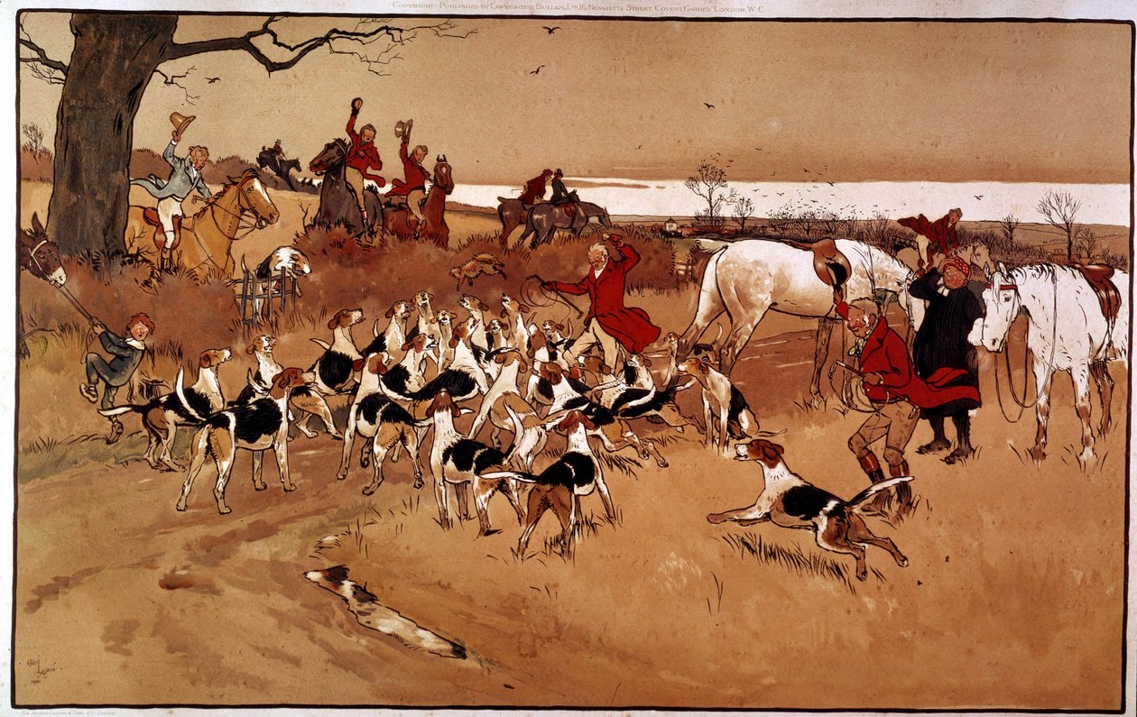 狩猎场景；射击。雕刻家塞西尔-阿尔丁（1870 -？领。部分 作者 塞西尔·查尔斯·温莎·奥尔丁
