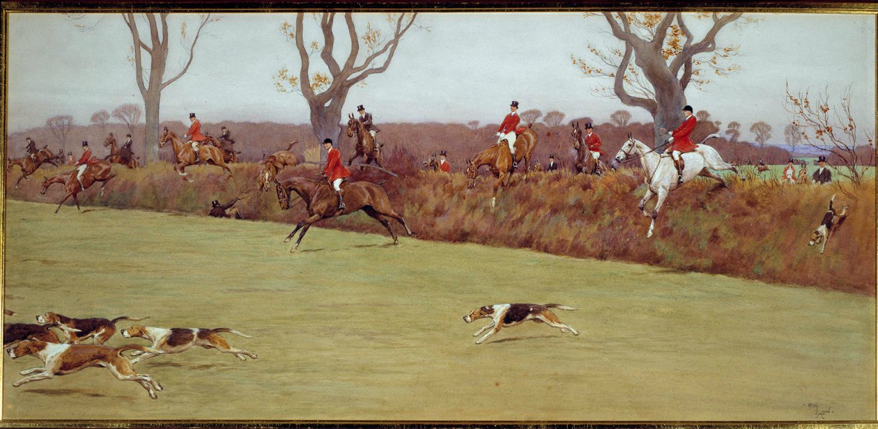 Hunting scene, the crew Blackmoor Watercolour by Cecil Aldin (1870-1935) 19th century Private Collection 作者 塞西尔·查尔斯·温莎·奥尔丁