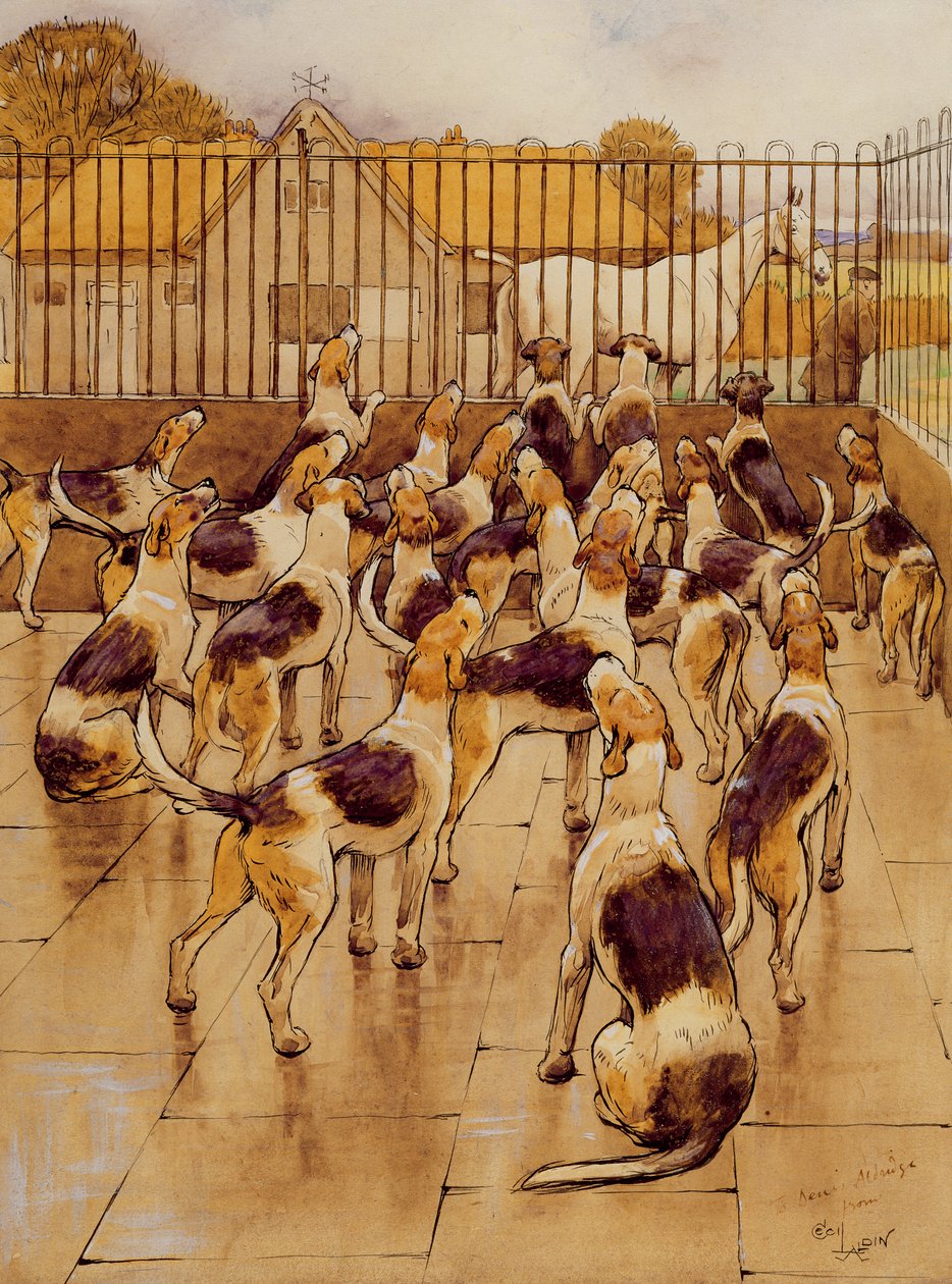 猎犬突然开始嚎叫（石墨，笔墨和纸上的wc） 作者 塞西尔·查尔斯·温莎·奥尔丁