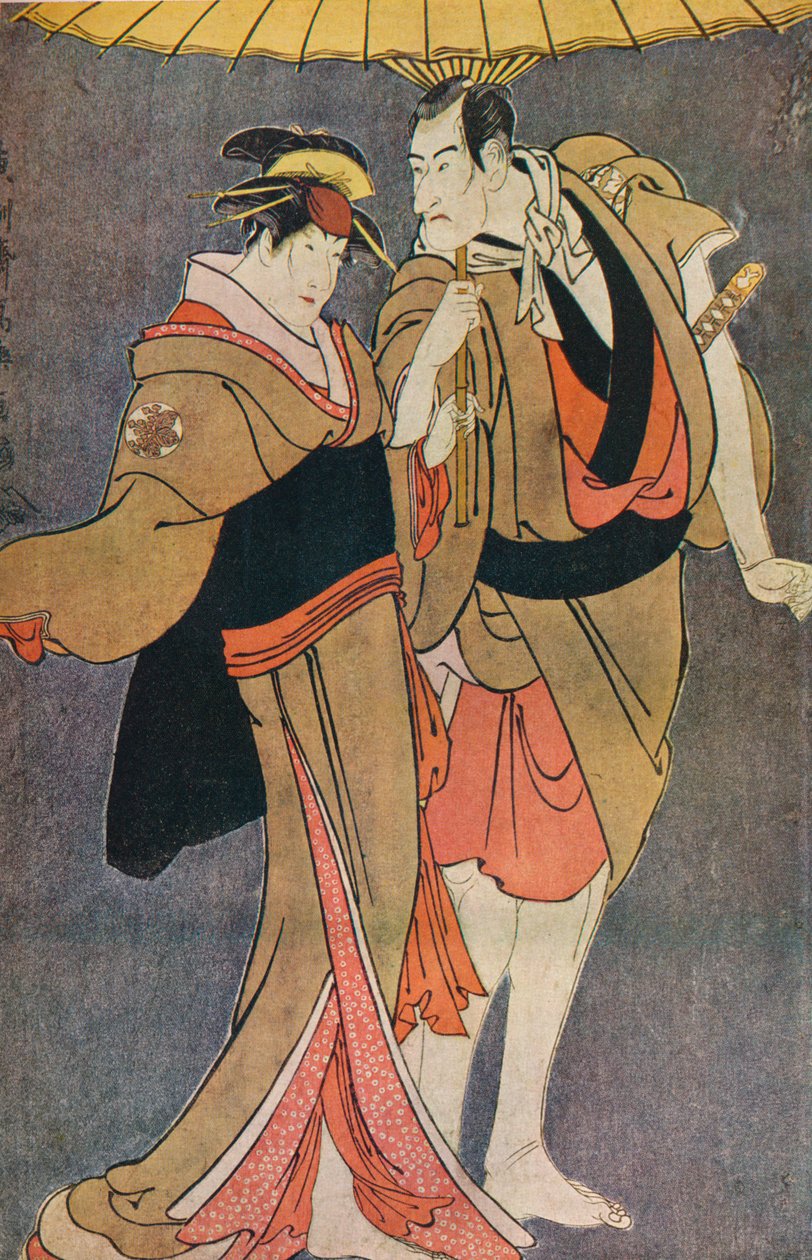 饰演龟屋中兵卫的市川驹三和饰演梅川的中村富三郎》，1794年 作者 塞西尔·雷金纳德·格兰迪