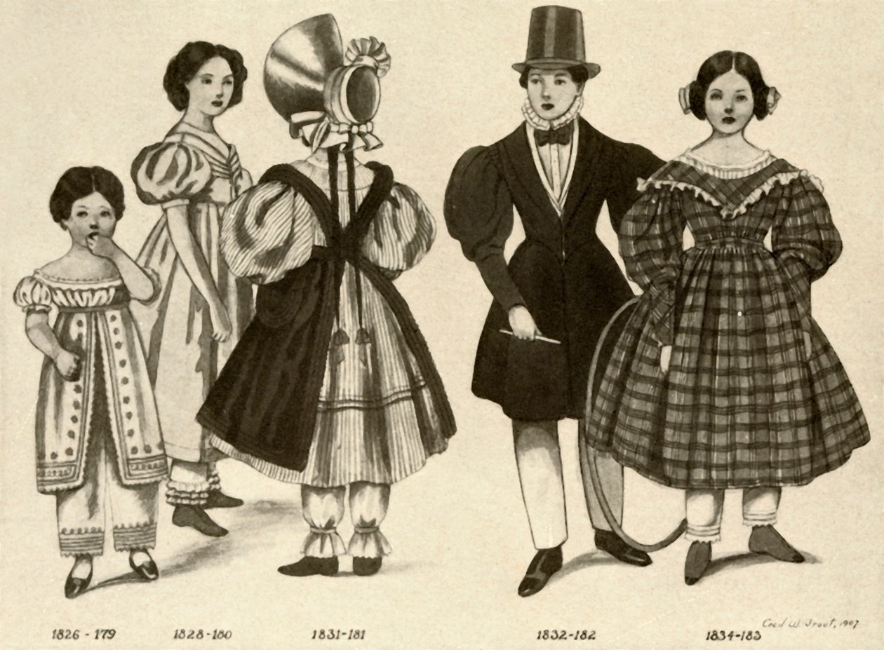 1820-1840年，1907年和1937年的童装。 作者 塞西尔·W·特劳特