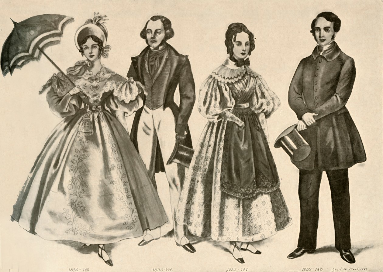 1824-1835年，1907年和1937年的服装。 作者 塞西尔·W·特劳特