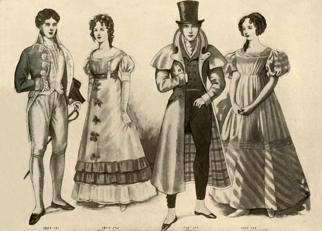 1824-1835、1907、1937年的服装。 作者 塞西尔·W·特劳特
