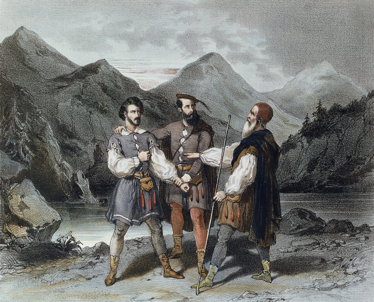 三个誓言，歌剧威廉·泰尔的插图由Gioacchino Rossini（1792-1868），19世纪 作者 Celestin Deshayes