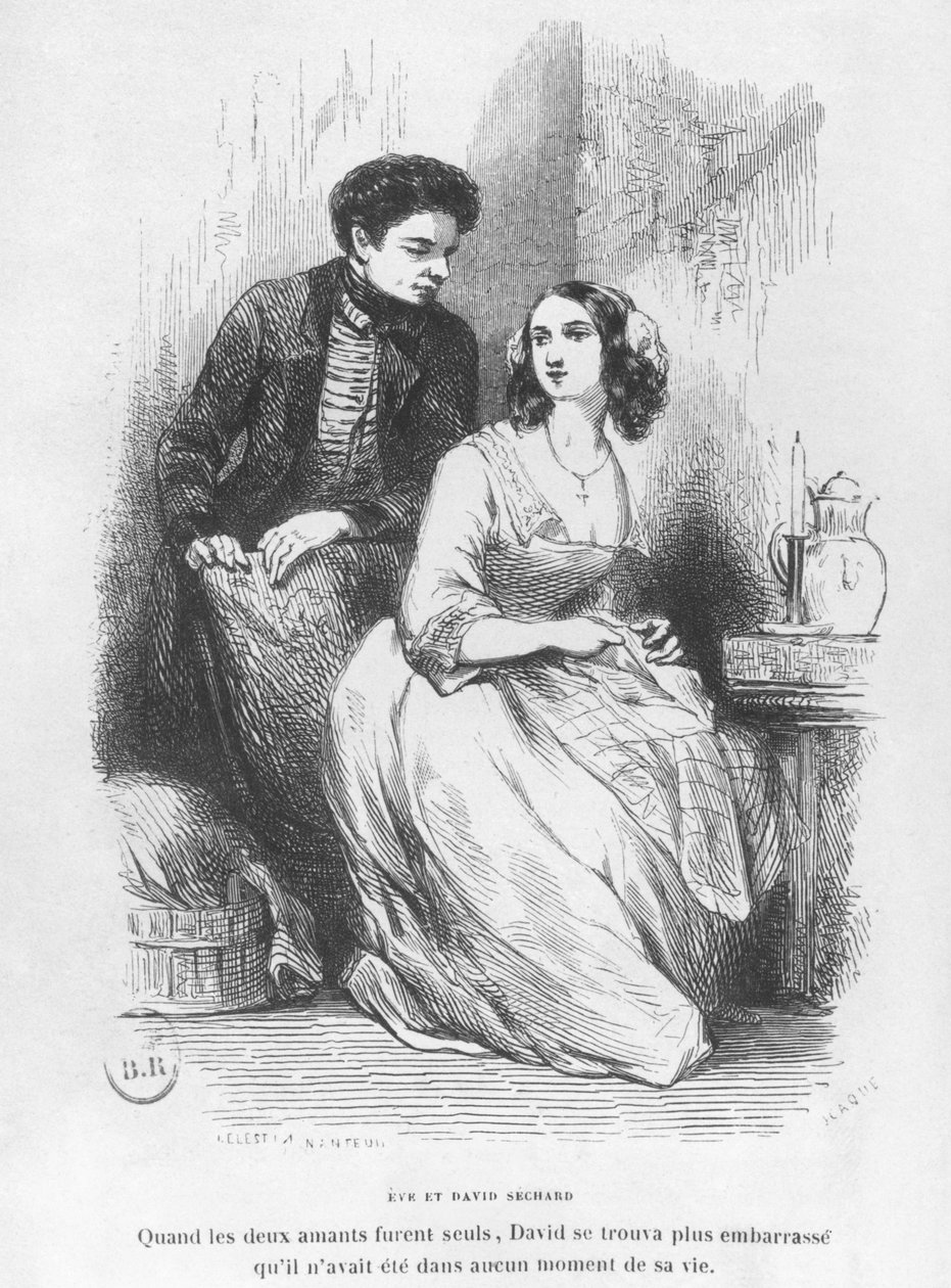 Eve和David Sechard，来自Honore de Balzac的&39;Les Illusions perdues&39;插图，由Editions Furne出版，1842年 作者 塞莱斯坦·弗朗索瓦·南特伊