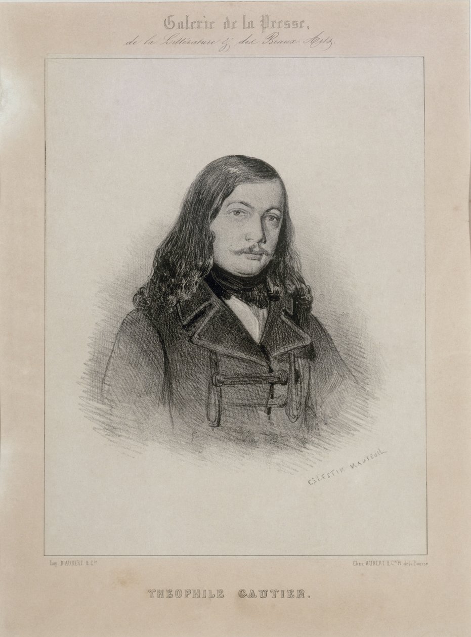 诗人泰奥菲勒-戈蒂埃1811-1872年的画像。 作者 塞莱斯坦·弗朗索瓦·南特伊