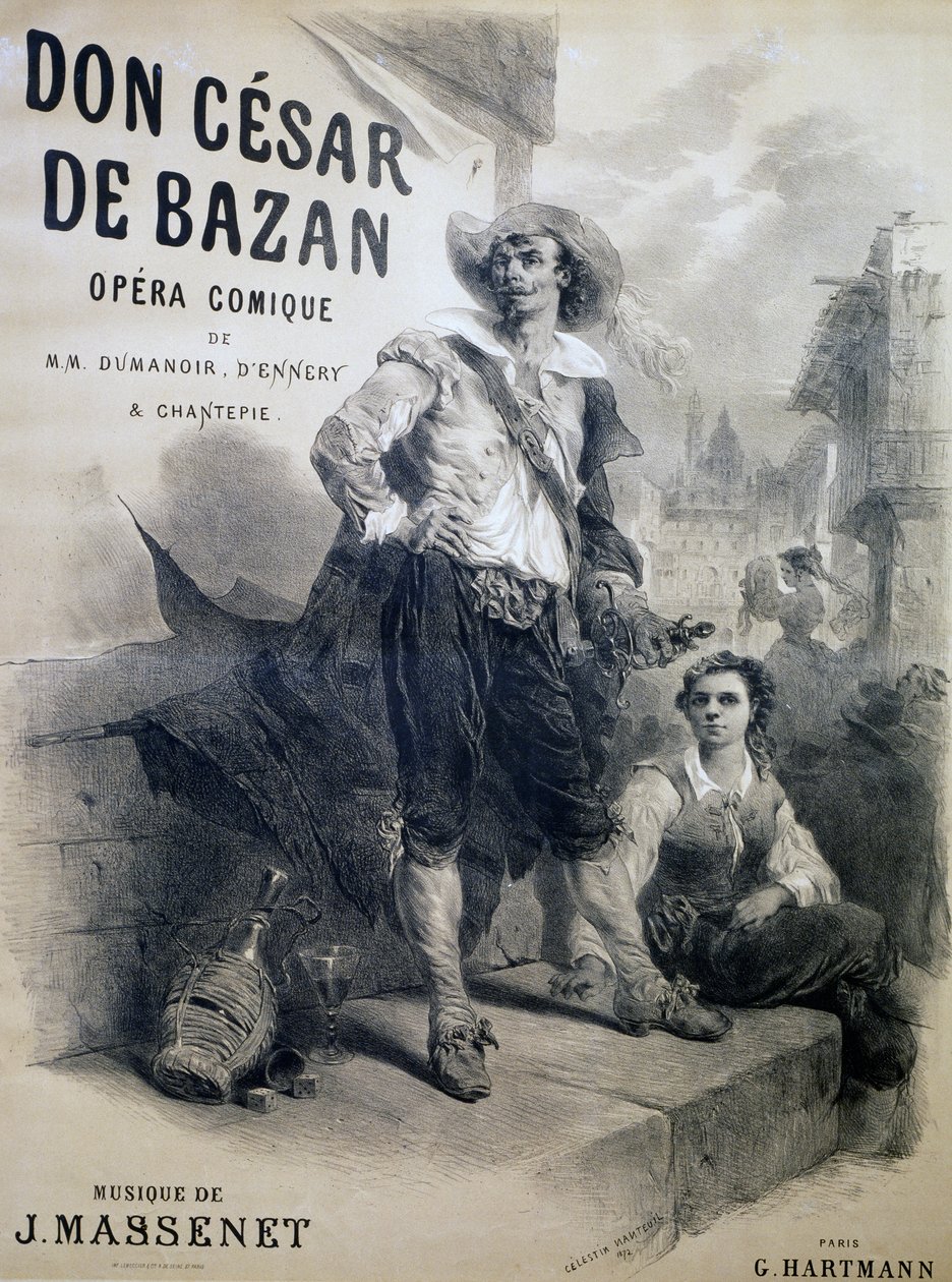 Don Cesar de Bazan 的海报，漫画歌剧，Philippe-Francois Dumanoir、Adolphe-Philippe D