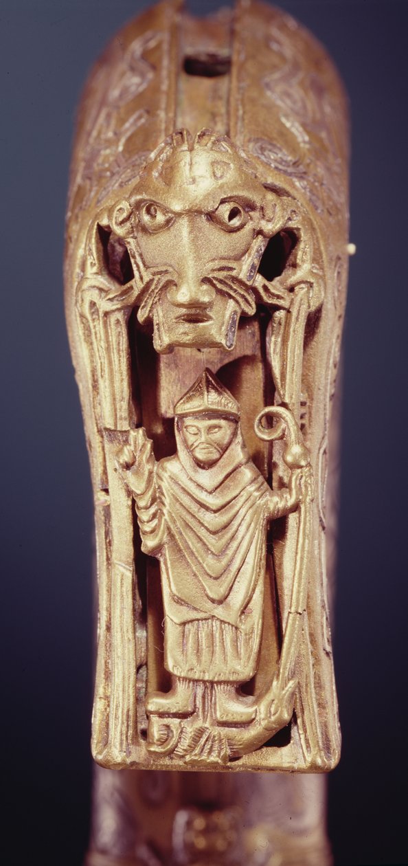 Clonmacnoise Crozier，Offaly郡，维京时代木材包裹青铜板，镶嵌银色细节228692 作者 凯尔特人