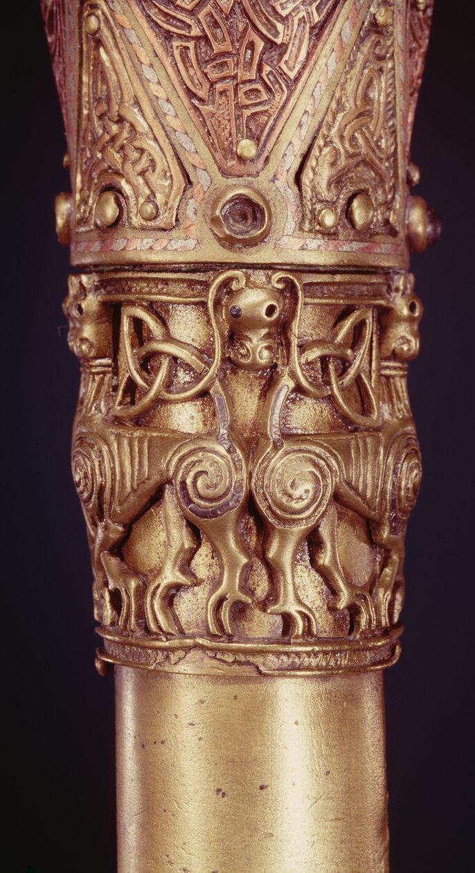 Clonmacnoise Crozier，Offaly郡，维京时代木材包裹青铜板，镶嵌银色细节228692 作者 凯尔特人