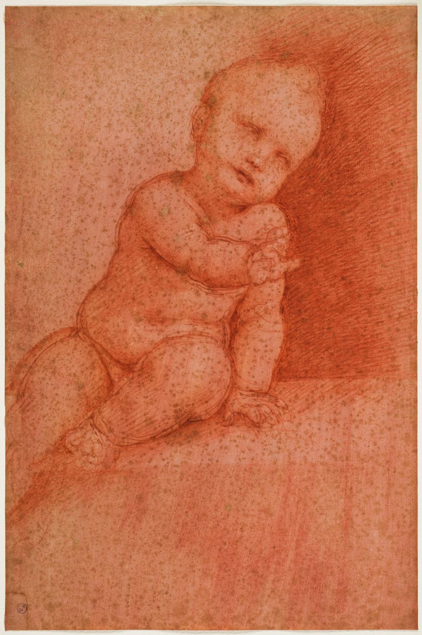 研究putto（耶稣祝福孩子），16世纪初（红色准备纸上的血） 作者 塞萨雷达塞斯托