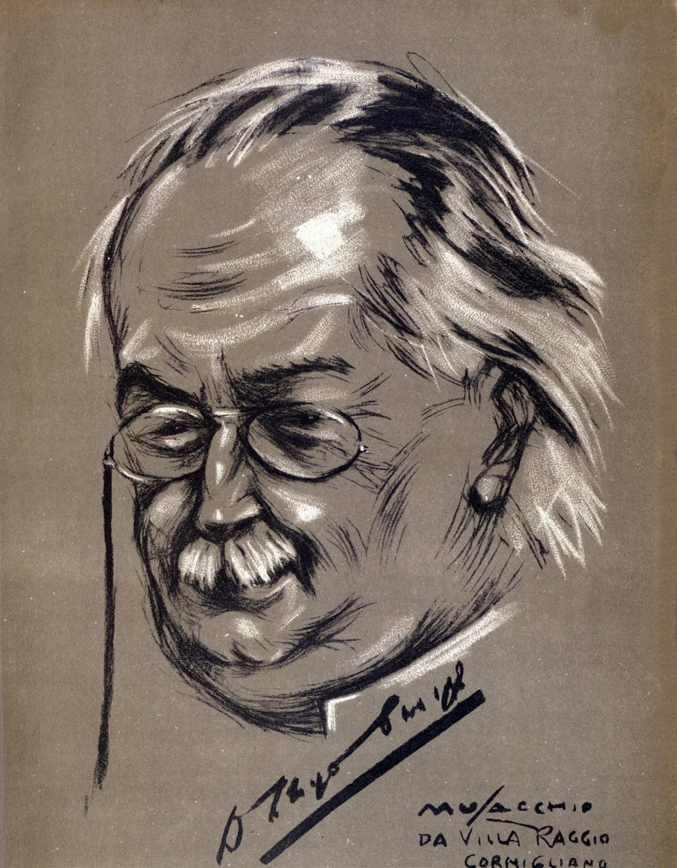 大卫-劳埃德-乔治（1863-1945），英国政治家。漫画：切萨雷-穆萨奇奥(生于1882年) 作者 塞萨尔·安妮巴莱·穆萨基奥