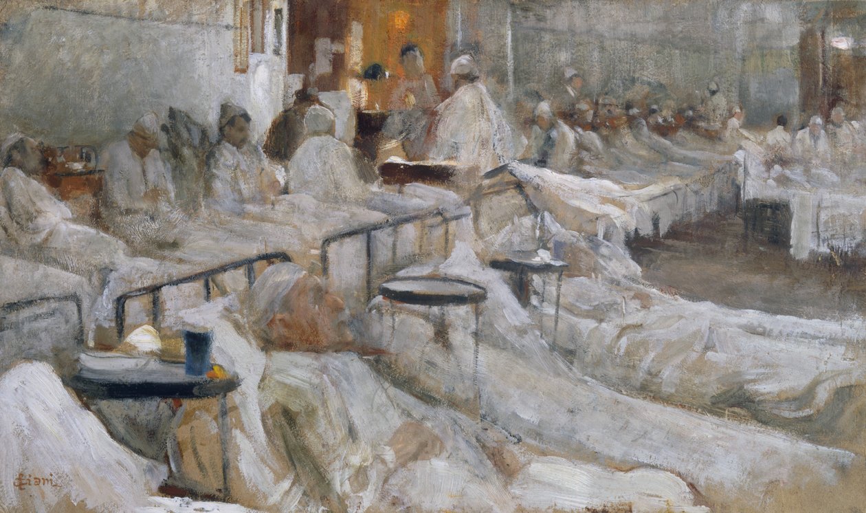 医院病房，Cesare Ciani（1854-1925）绘画，意大利 作者 切萨雷·贾尼（Cesare Ciani）